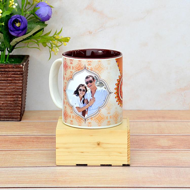 Maroon Rakhi Mug for Bhaiya Bhabhi