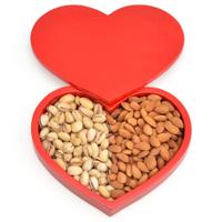 Red Heart Shaped Box of Dry Fruits
