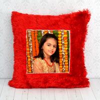 Red Fur Pillow On Rakhi