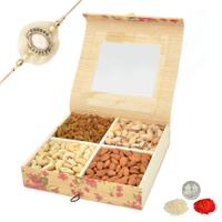 Dry Fruits in Floral Box with Rakhi