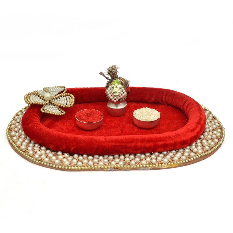 Attractive Red Velvet Thali