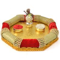 Red and Golden Traditional Thali