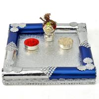 Traditional Blue and Silver Thali
