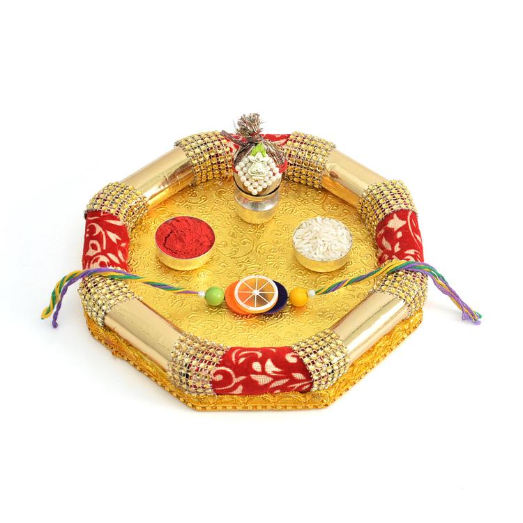 Thali with Elegant Touch with Rakhi