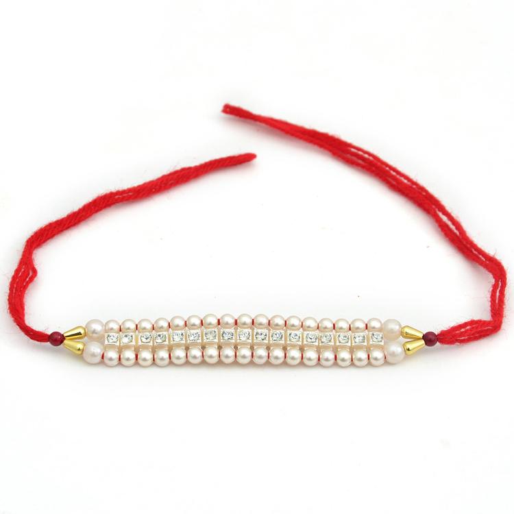 Shiny White Bracelet Rakhi (Express)