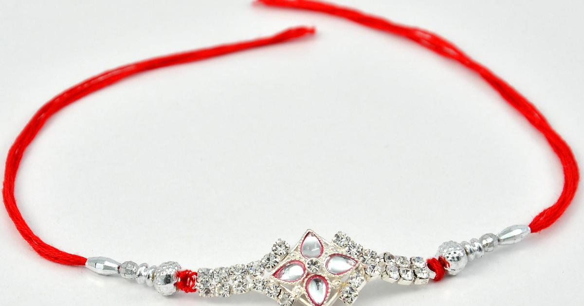 Grand Silver and Red Rakhi (Express) | Rakhi Dori