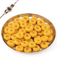 Thali of Kesaria Peda With Rakhi