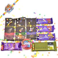 Appetizing Chocolates Hamper with Rakhi