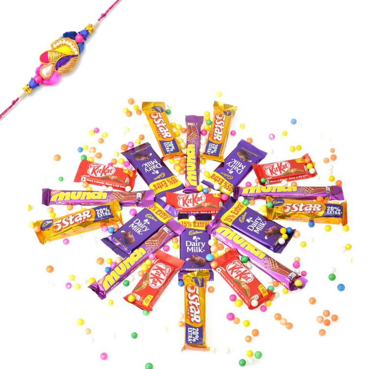 Crispy Crunchy Chocolaty Hamper with Rakhi
