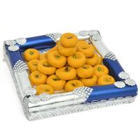 Kesaria Peda In Blue Square Shaped Tray