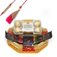 Ferrero Rocher and Bournville in an Octagon Tray With Rakhi