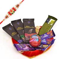 Tray of Mixed Chocolates with Gems Ball With Rakhi