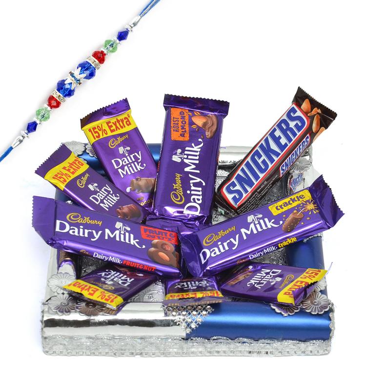 Dairy Milk, Snickers in a Tray & Rakhi