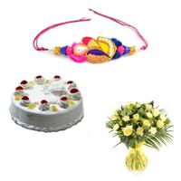 Cake and Flower Combo with Rakhi