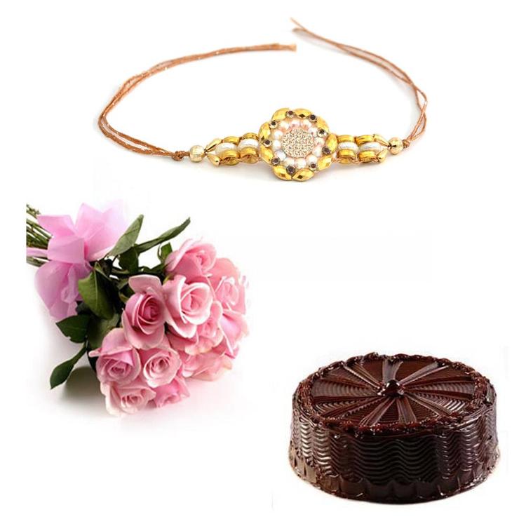 Amazing Roses and Cake with Rakhi