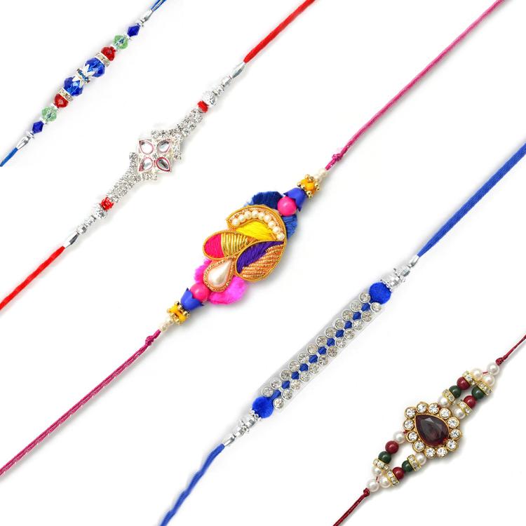 Set of Five Mesmerizing Rakhis