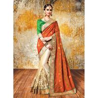 Women's Attractive Looking Orange Silk Ethnic Saree