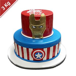 Marvel Ironman Logo Theme Photo Eggless Cake Delivery In Delhi and Noida