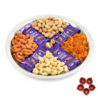 Dry Fruits and Dairy Milk Hamper with Diya