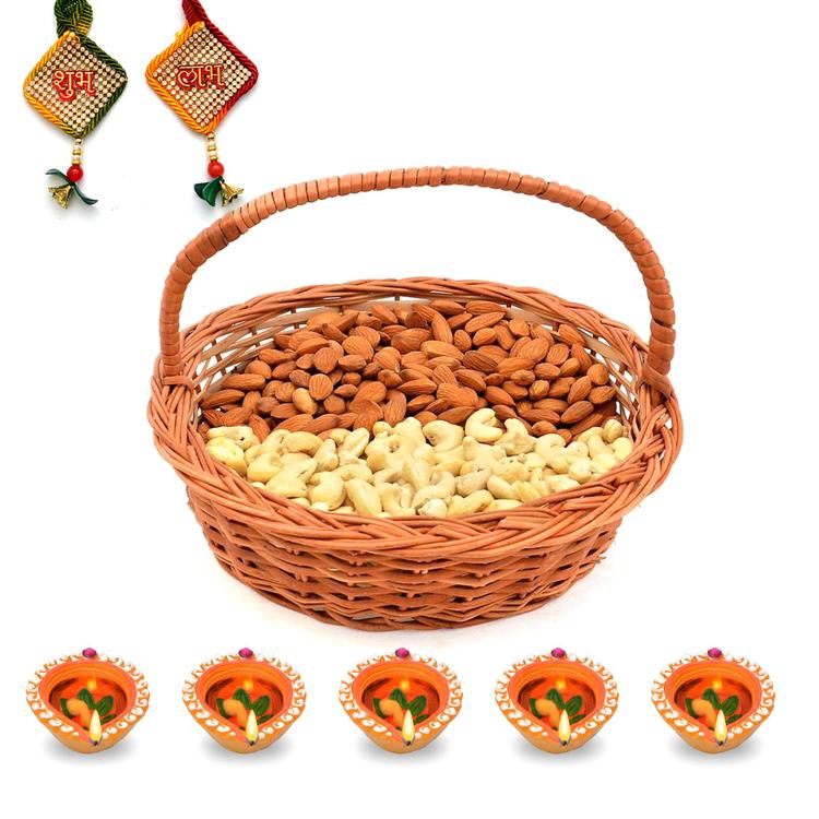 Amazing Basket of Dry Fruits with Diya