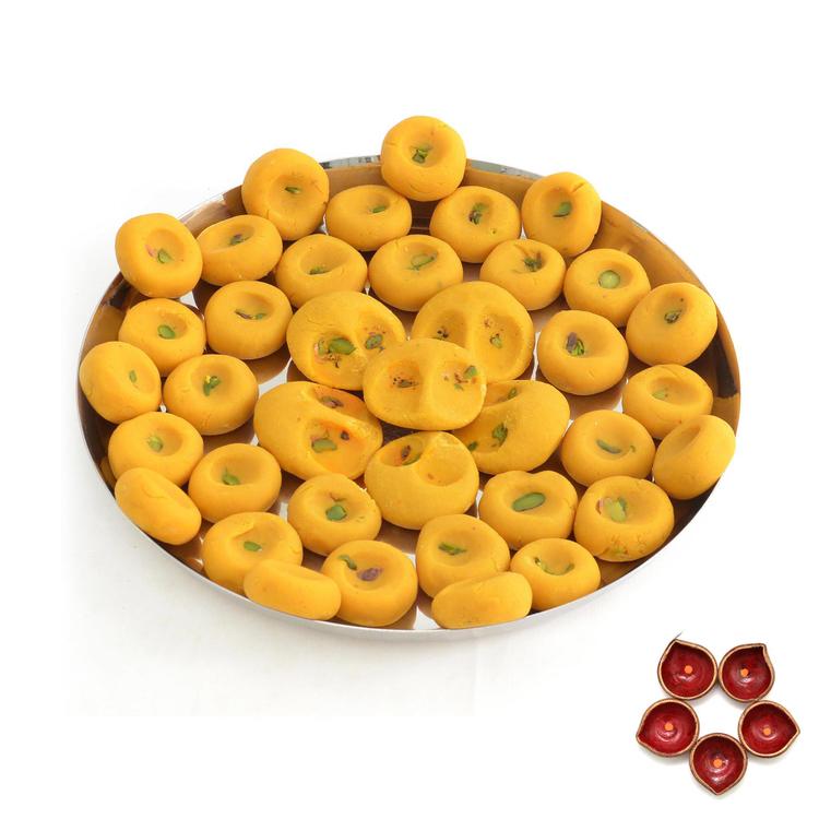 Thali of Delectable Peda With Diya