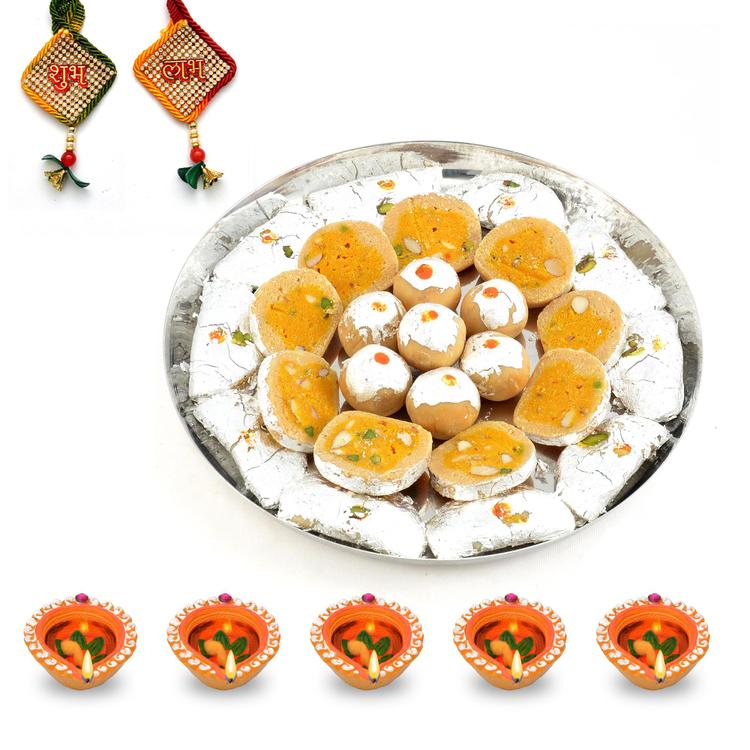 Delectables in an Elegant Thali with Diya