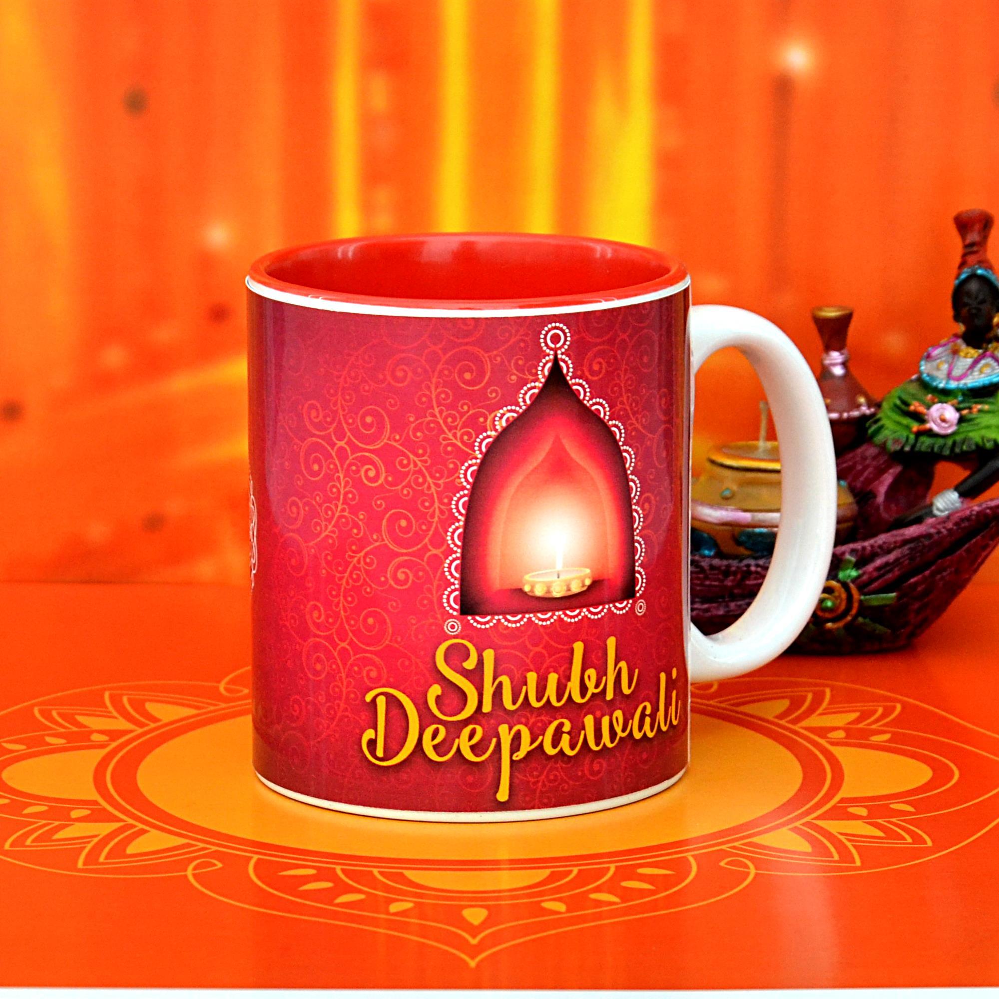 Red & Brown Diwali Mug Diwali Gifts USA to India