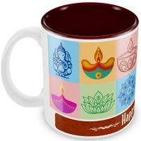 Brown Designer Diwali Mug