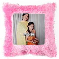 Diwali Pink Fur Personalized Pillow