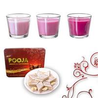 3 Set Diya Glass Fragrance with Kaju Katli 500gm