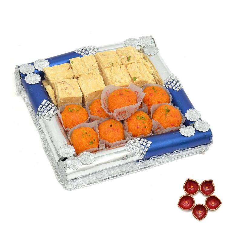 Laddoo, Soan Papdi & Diya (Same Day)