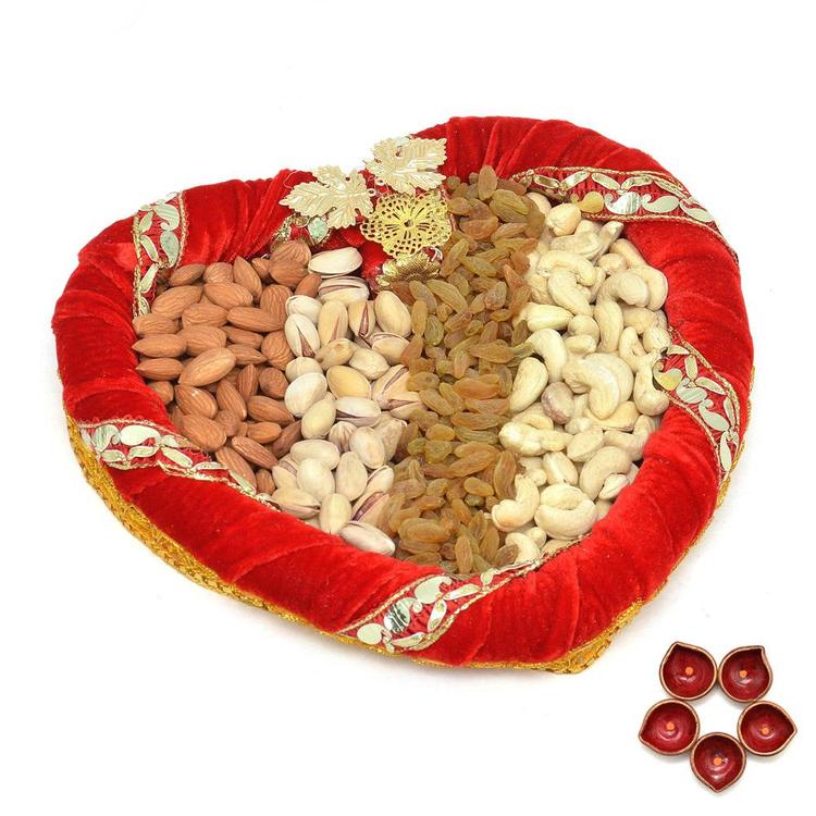 Tray of Dry Fruits & Diya (Same Day)