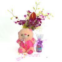 Choco Hamper with Orchid and Teddy
