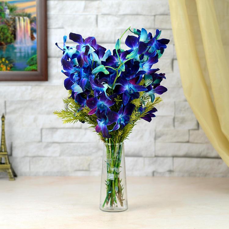 Vase of Blue Orchids