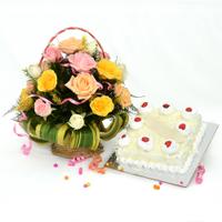 Glorious Flower And Cake Combo