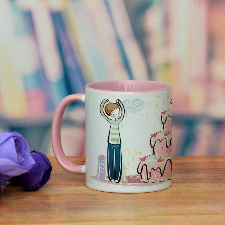 Very Cute Pink and White Mug