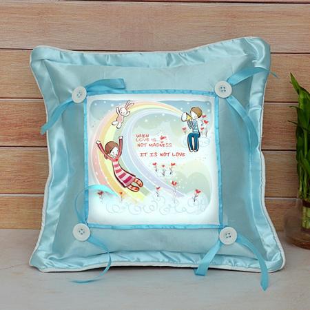Satin Blue Love Pillow