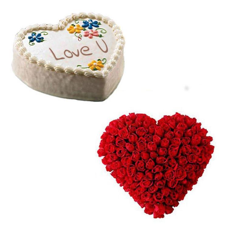 Serenade of Vanilla Cake and Red Roses