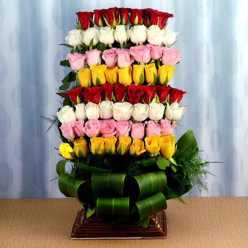 Multicolored Rose Basket