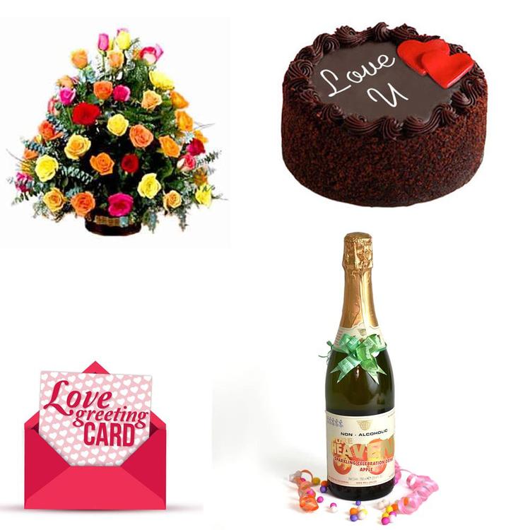 Adorable Hamper Of Love With Fruit Juice