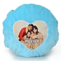 Personalized Blue Round Heart Pillow