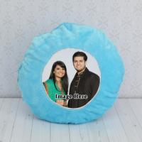 Personalized Blue Round Pillow
