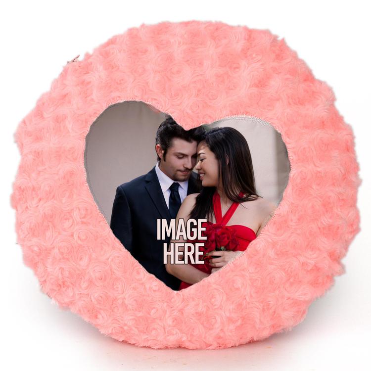 Personalized Rose Round Heart Pillow