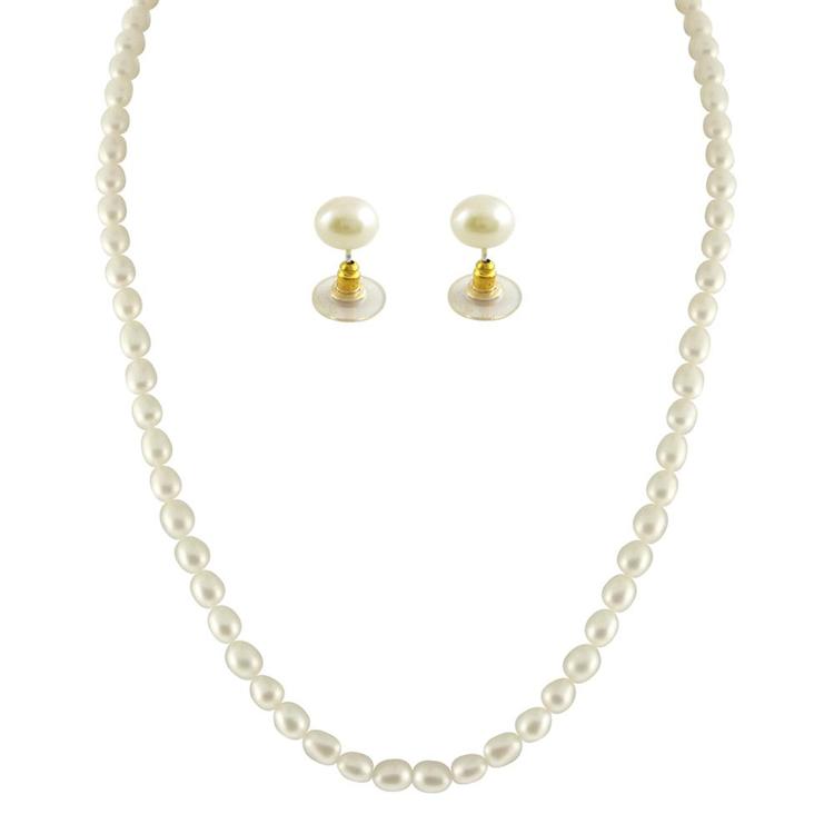 1 Line Oval Pearl Necklace