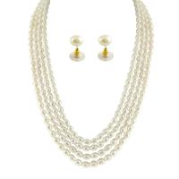 4 String Oval Pearl Necklace