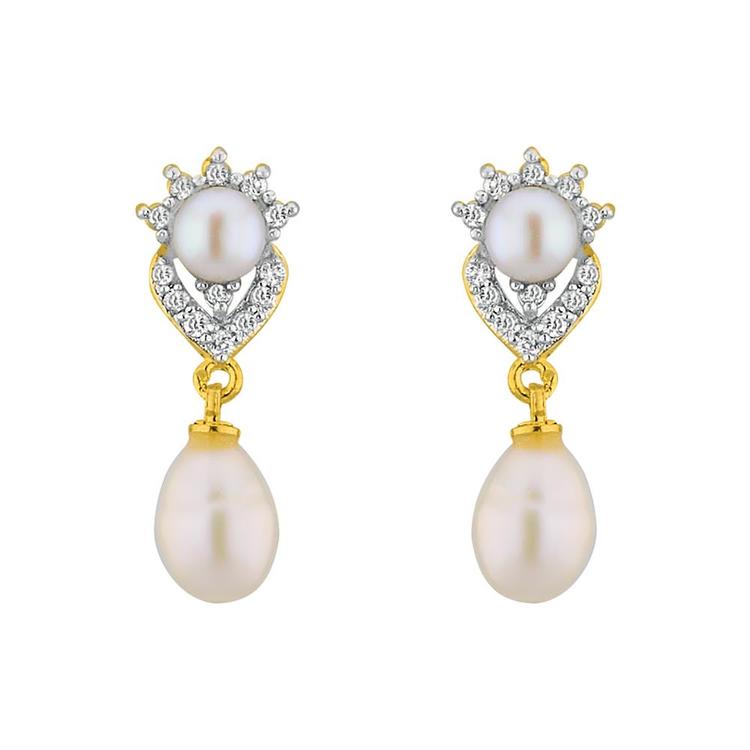 Sri Jagdamba Pearls Sparkle Drop Czpearl Earrings
