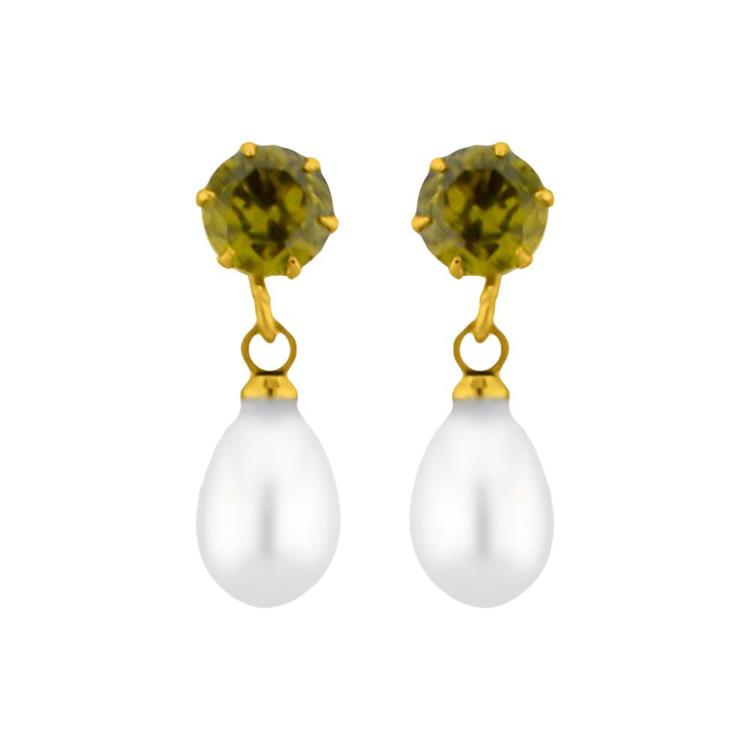 Sri Jagdamba Pearls Greenstone Earrings