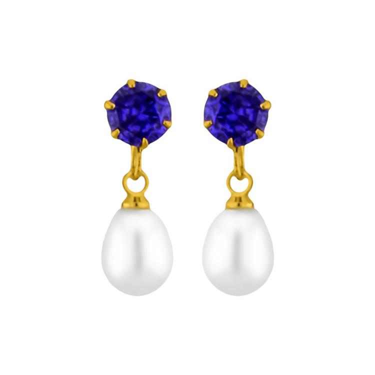 Sri Jagdamba Pearls Bluestone Earrings