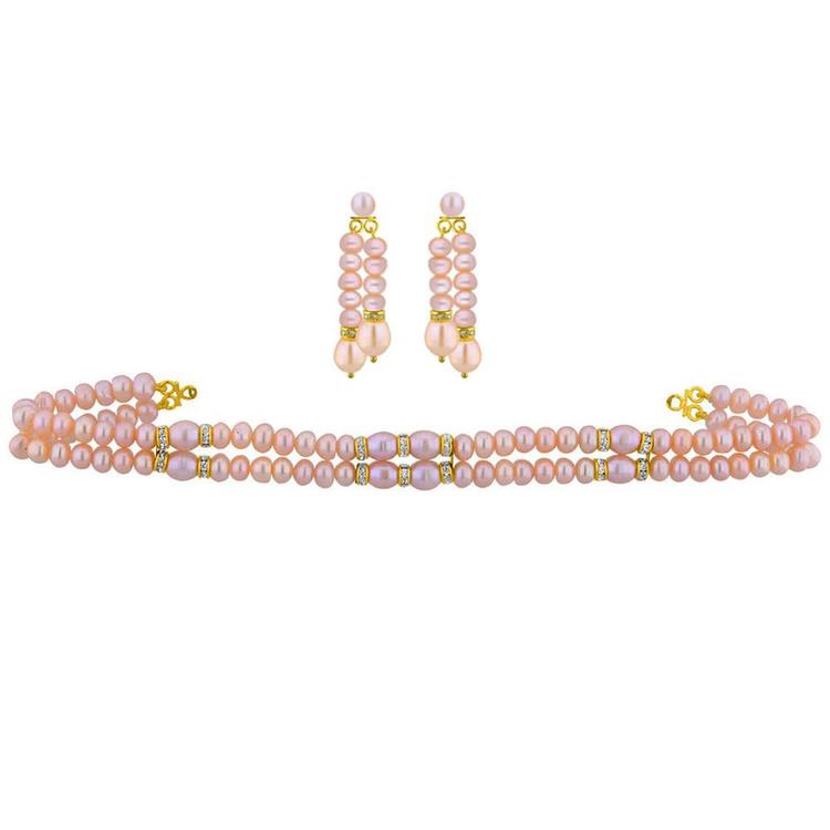 2 String Pearl Choker Jewellery Set