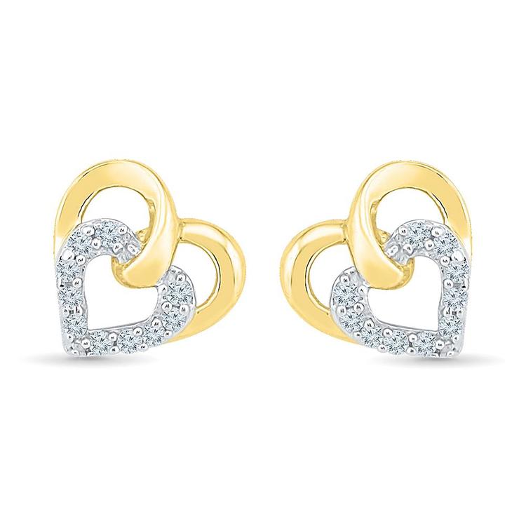 Dual Heart Diamond Earring